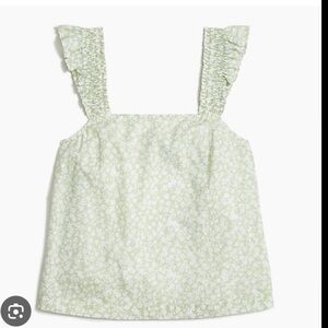 J. Crew Light Green Floral Tank Top